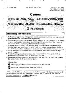 Canon SureShot 90 u manual. Camera Instructions.